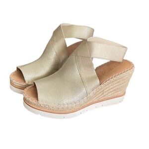 GENTLE SOULS by Kenneth Cole Women's Espadrille Wedge,Elastic Ankle Strap Sz 6.5